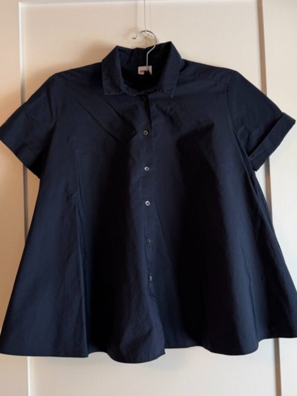 Aspesi from Ann Mashburn Flared Short Sleeve Shirt In Navy